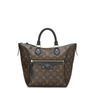 Brown leather handbag with front slip pocket